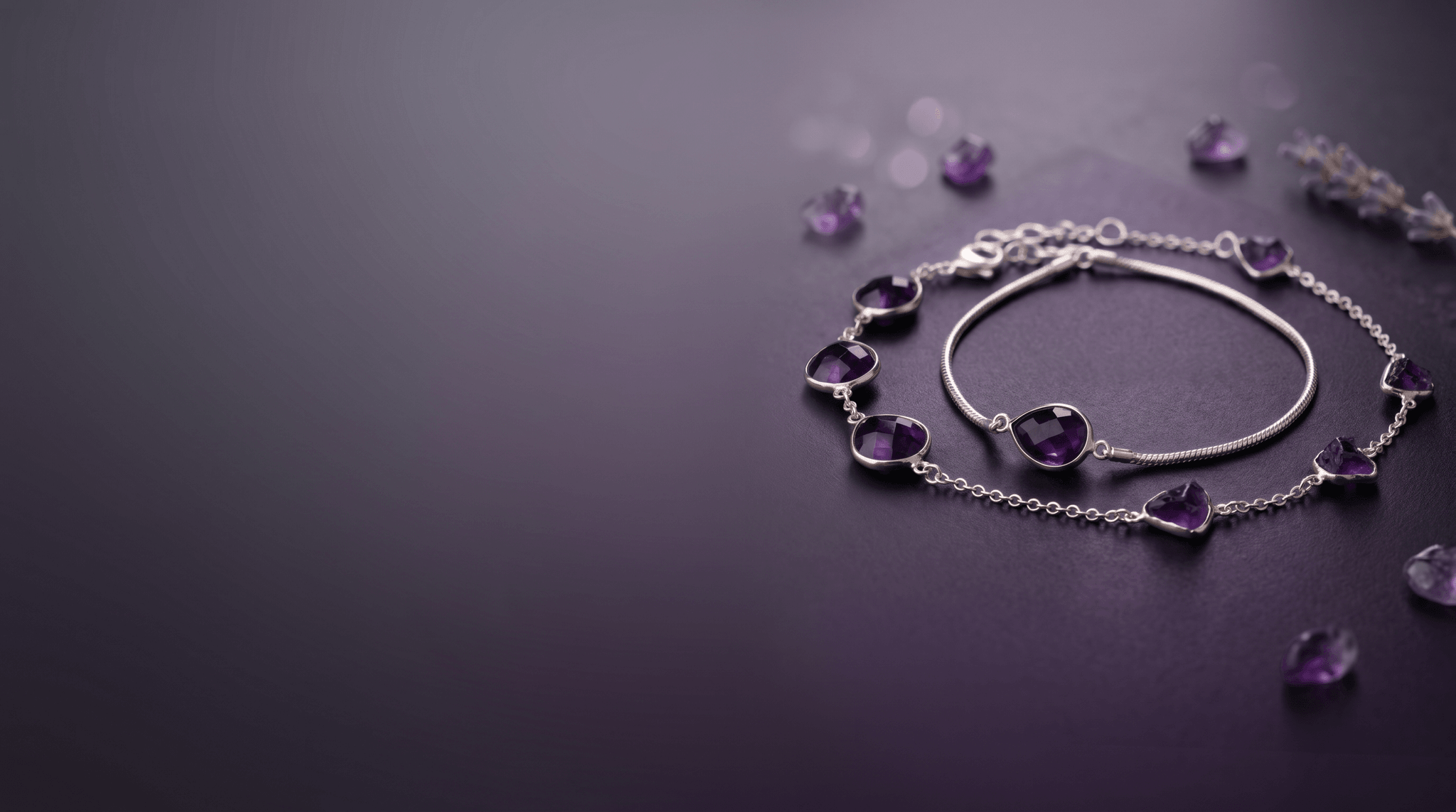 Amethyst, Set in Silver