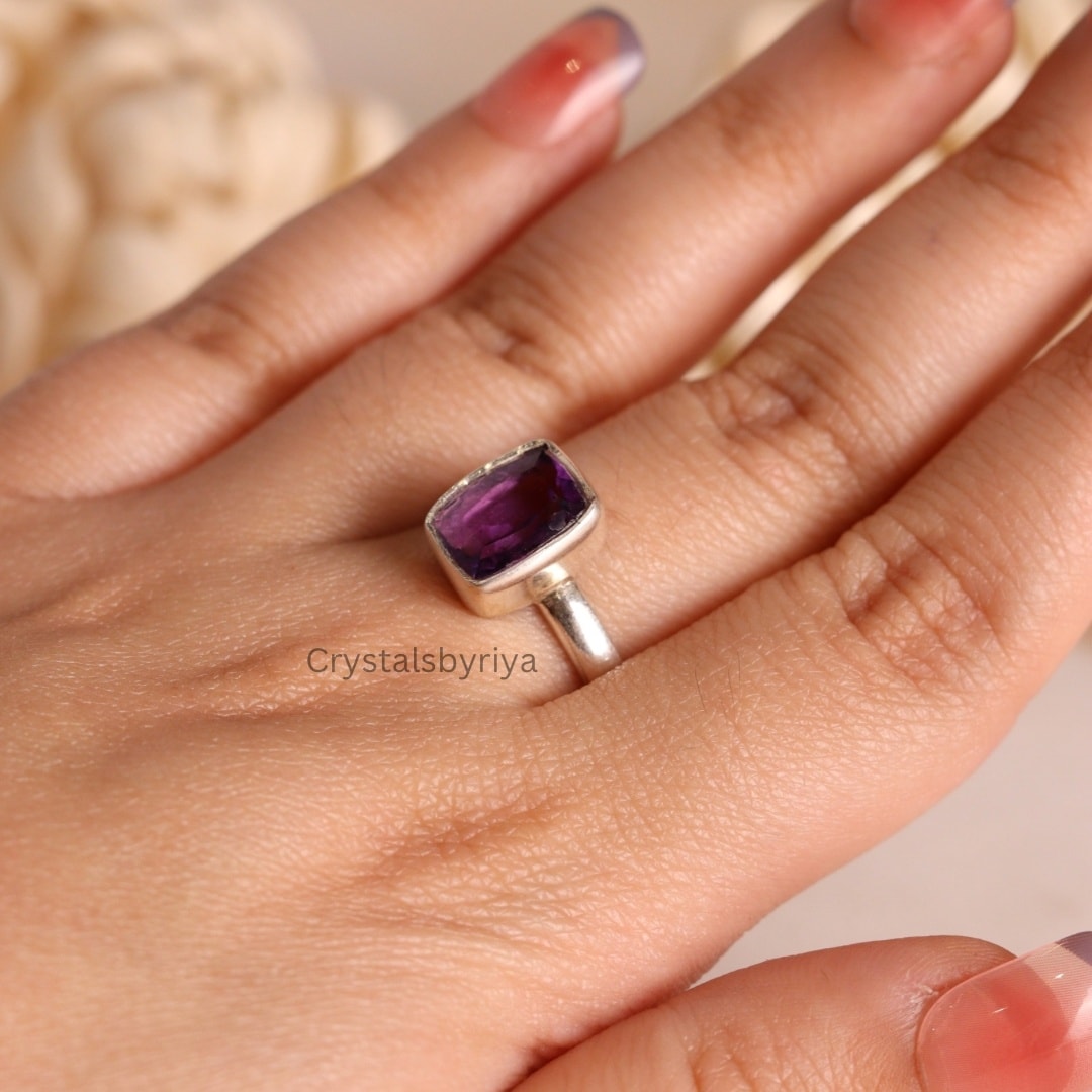 Amethyst Silver ring - alternate view