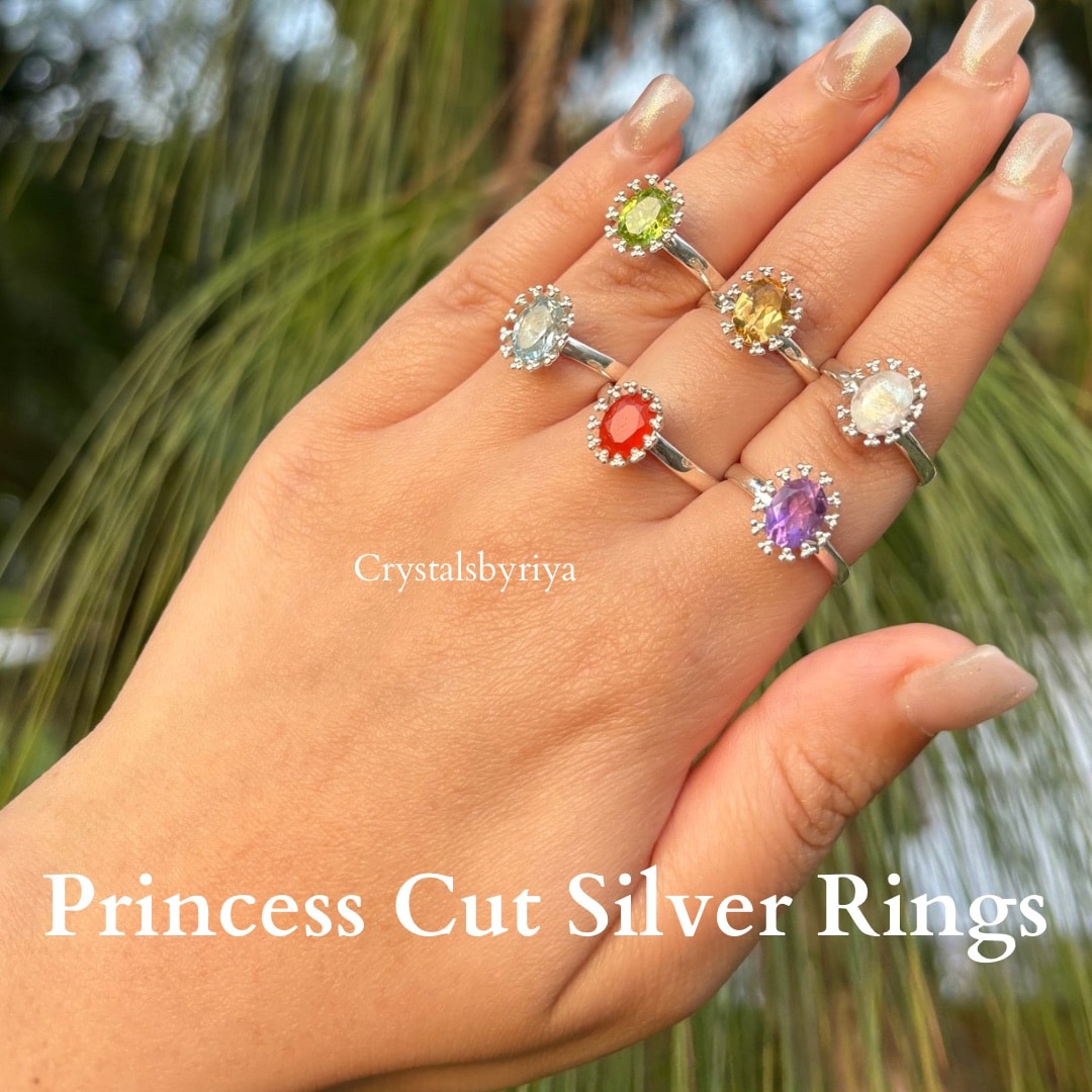 Princess Cut Silver Rings