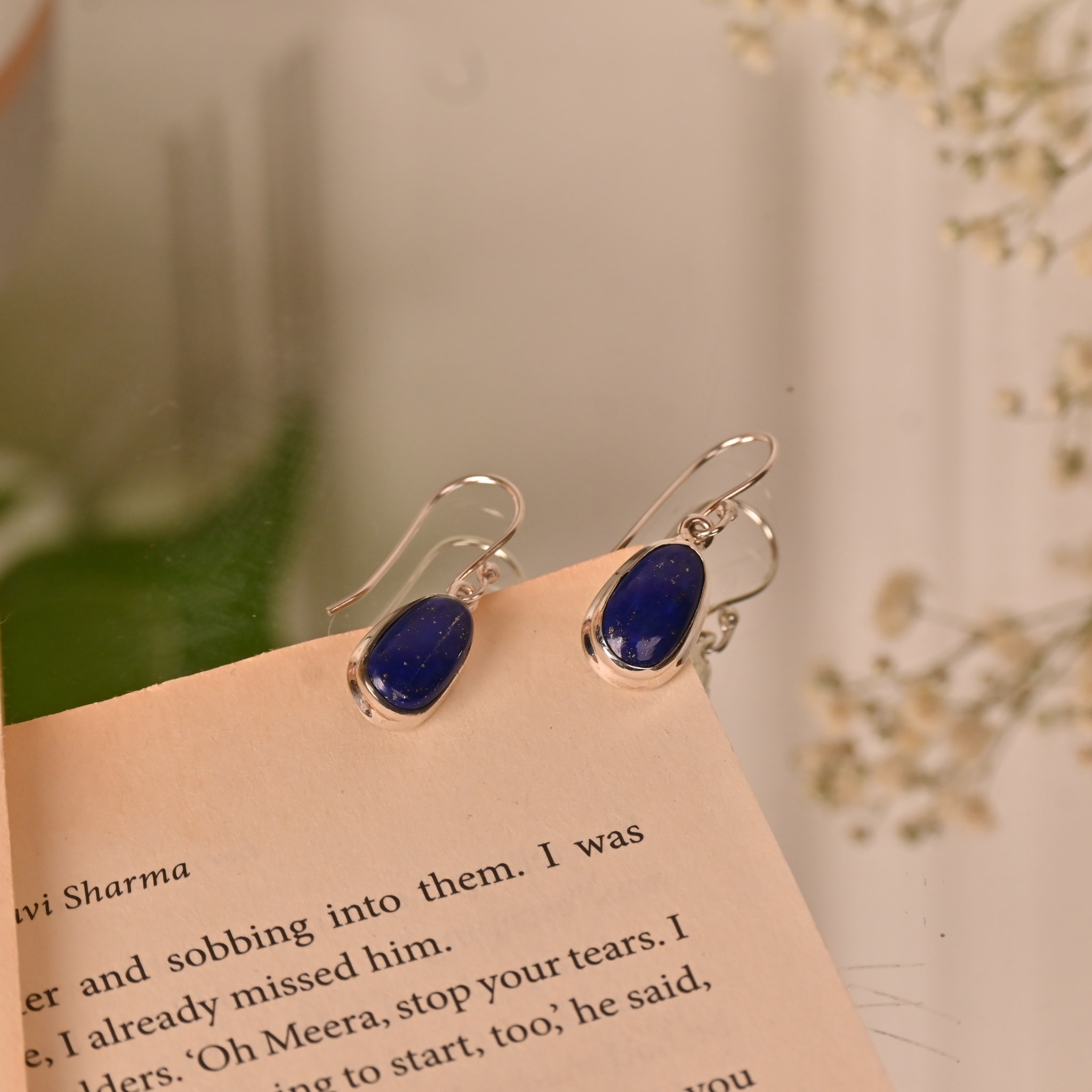 Lapis Lazuli silver earrings - alternate view