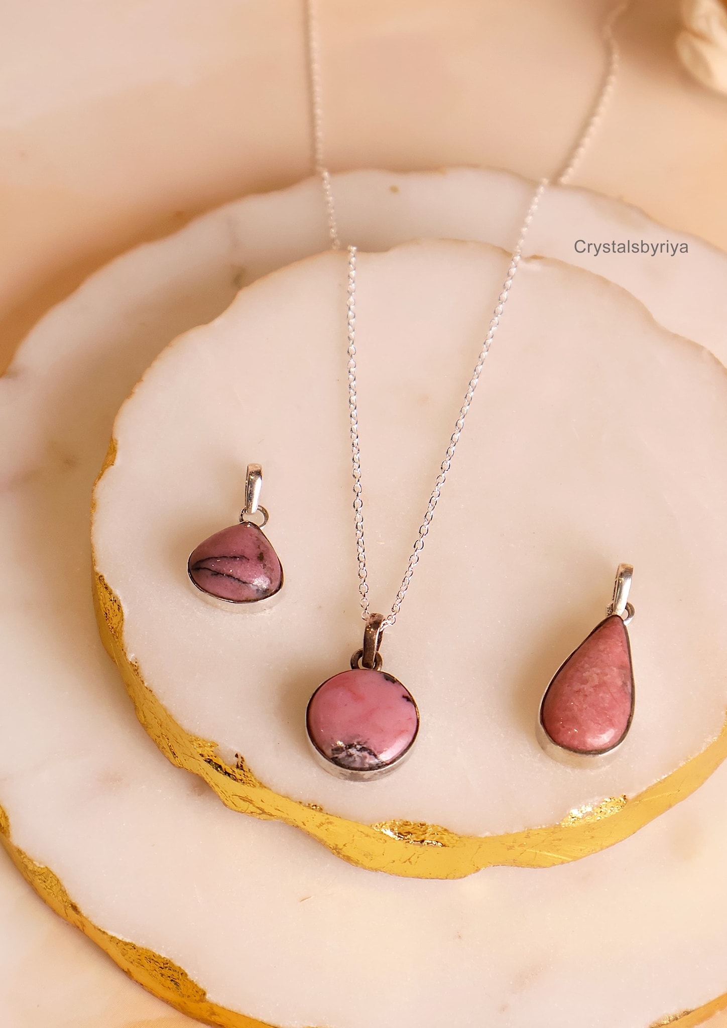 Rhodonite Silver Pendant