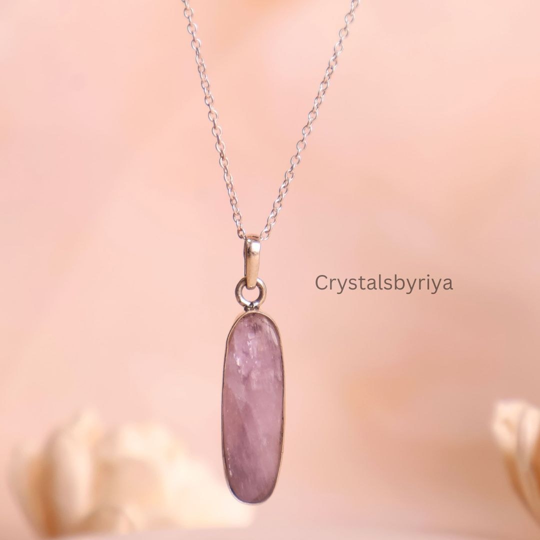 Kunzite Silver Pendant - alternate view
