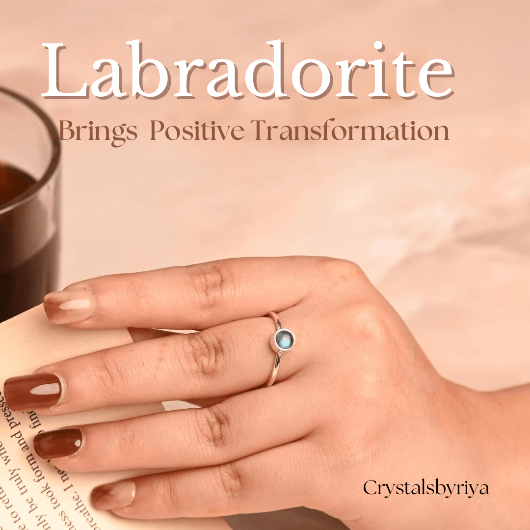 Labradorite silver ring - alternate view