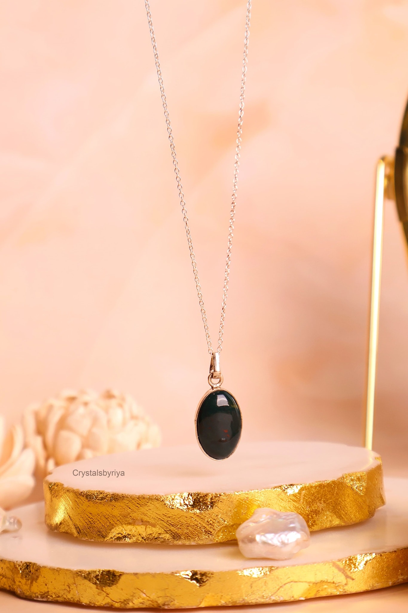 Bloodstone Silver Pendant - alternate view