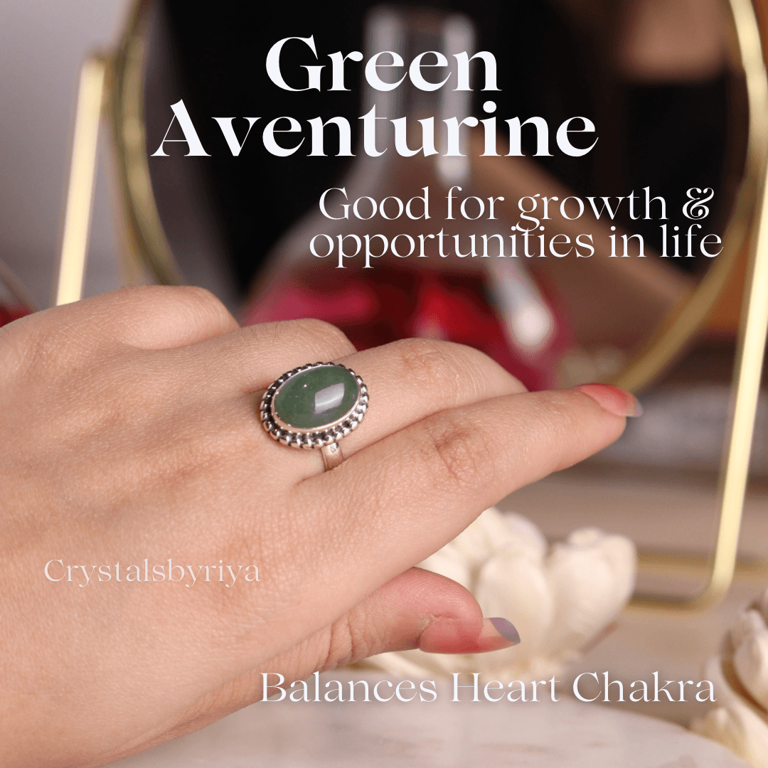 Green Aventurine Silver ring - alternate view