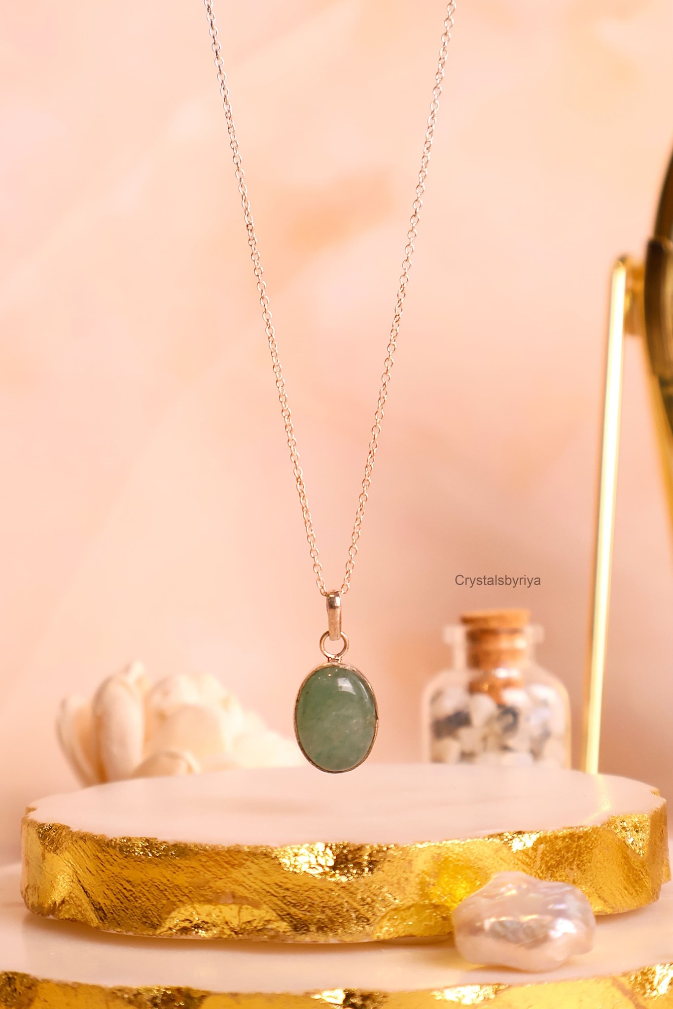 Green Aventurine Silver Pendant
