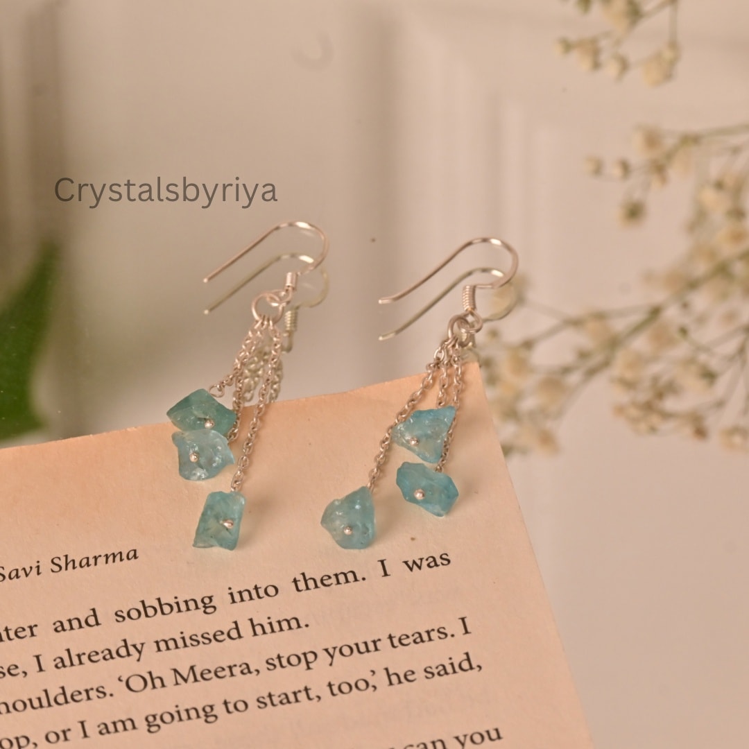 Aquamarine Silver Earrings - alternate view