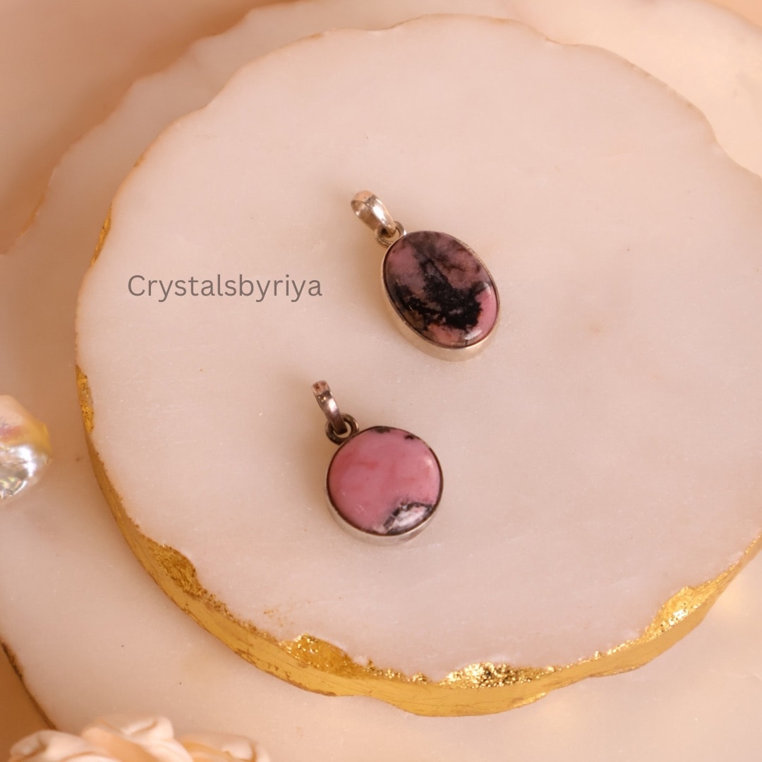 Rhodonite Silver Pendant - alternate view