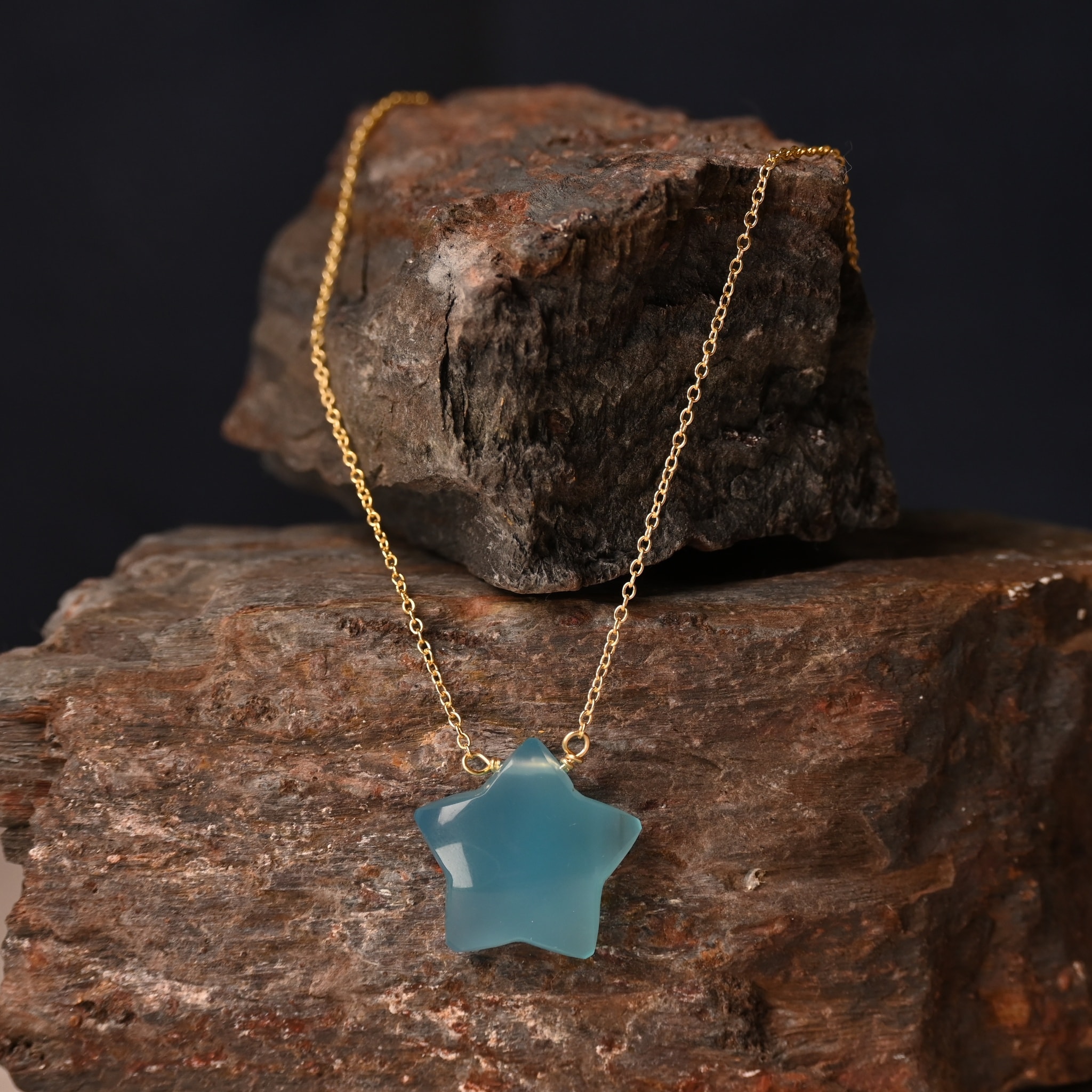 Blue Chalcedony Silver Necklace - alternate view