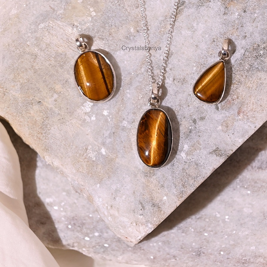 Tiger's Eye Silver Pendant - alternate view