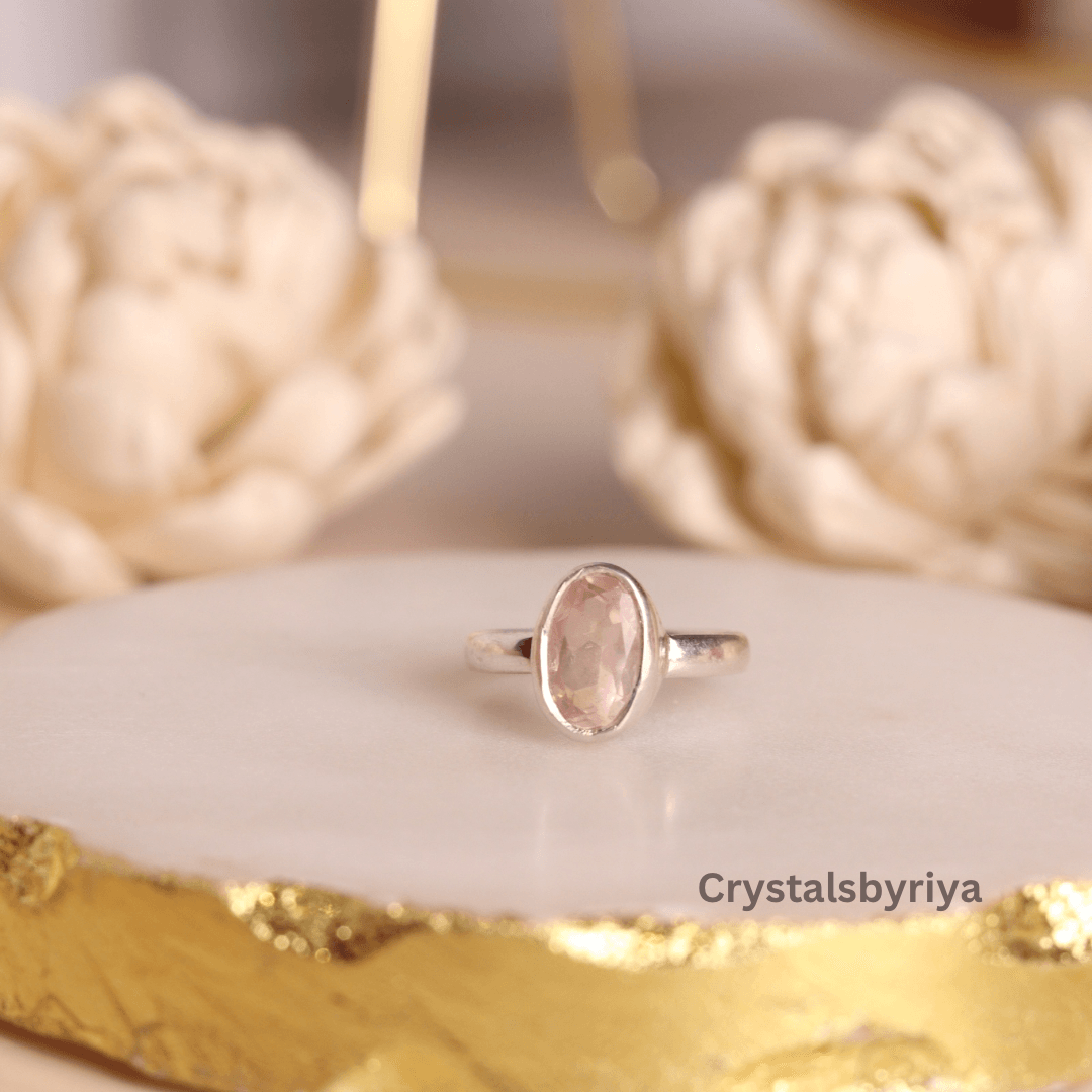 Rose Quartz silver ring