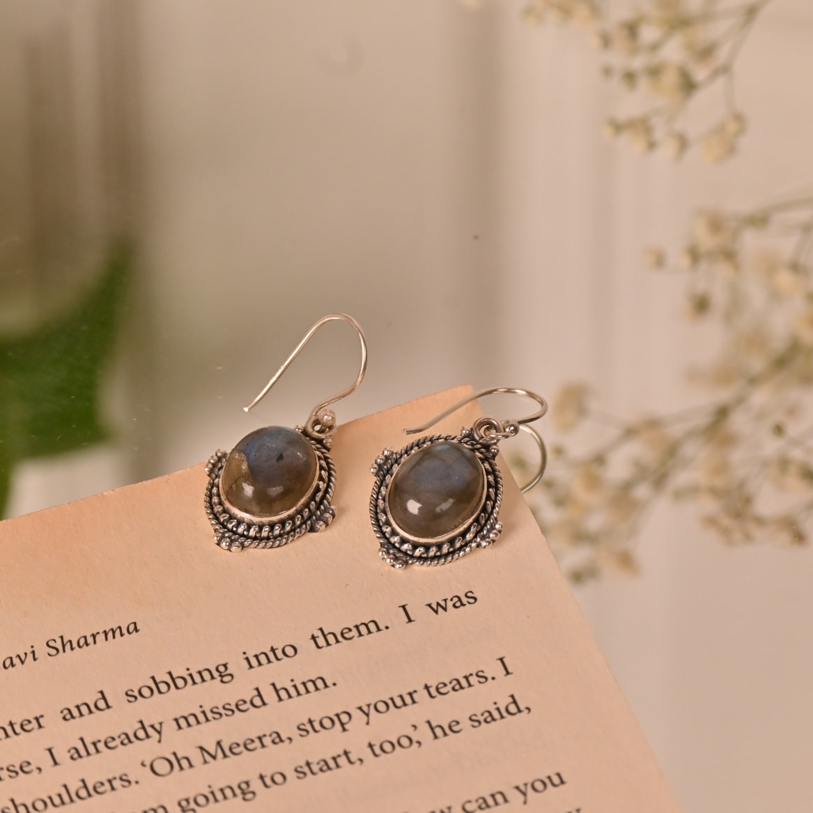 Labradorite silver earrings