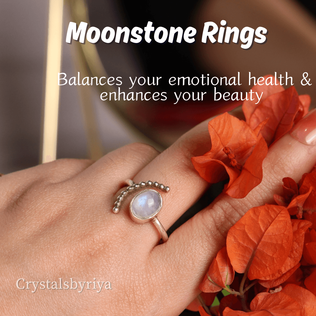 Rainbow Moonstone silver ring - alternate view