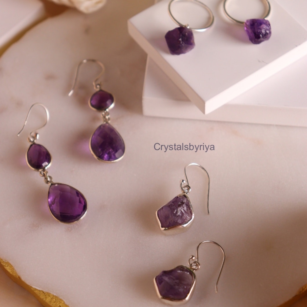 Amethyst Silver Earrings