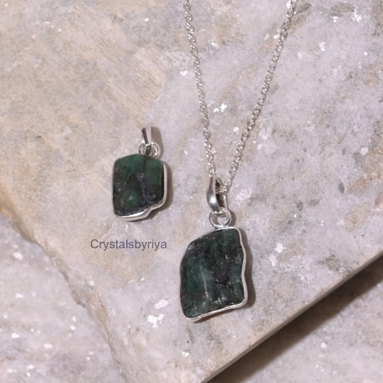 Emerald Silver Pendant