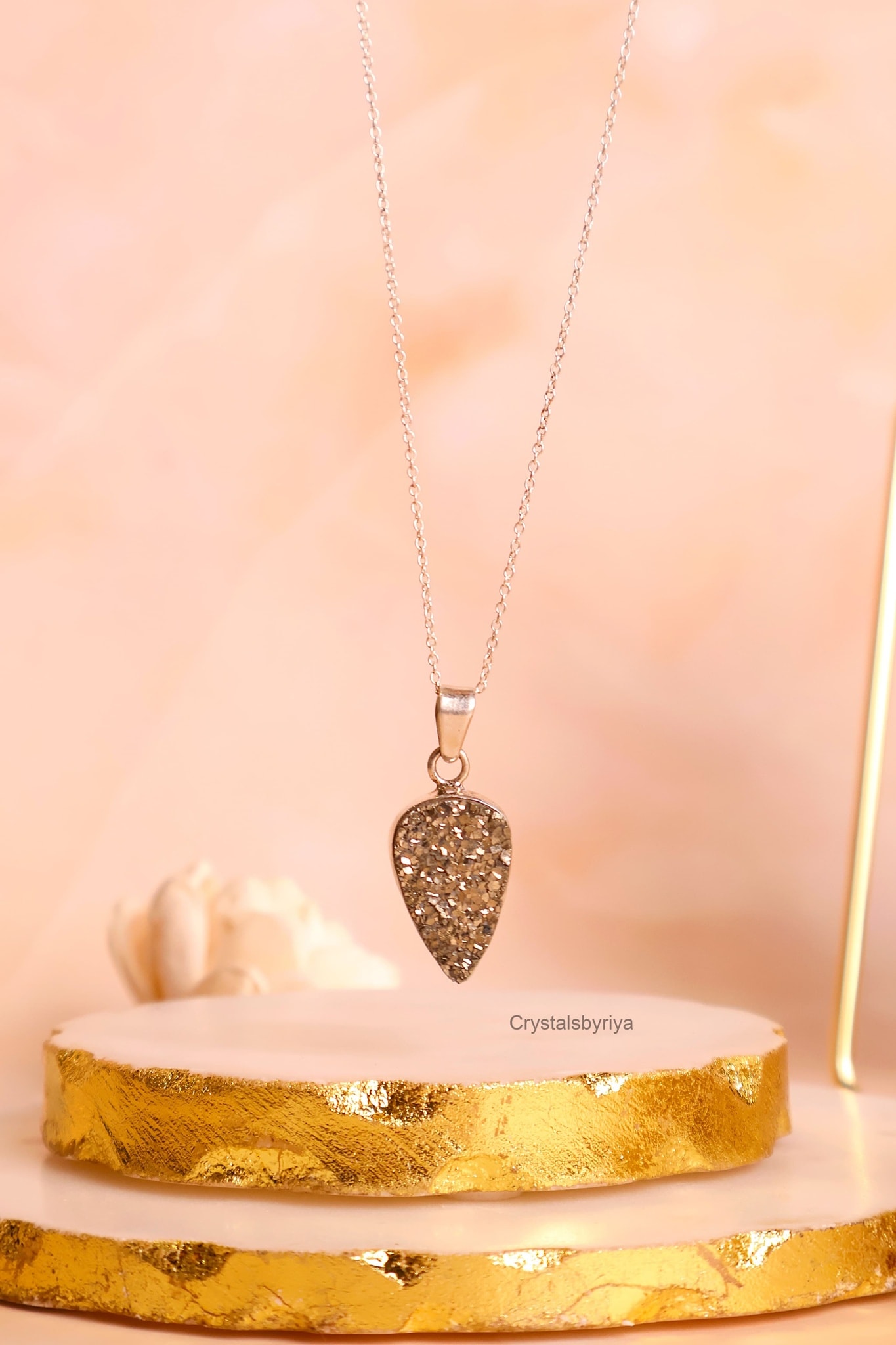 Pyrite Silver Pendant - alternate view