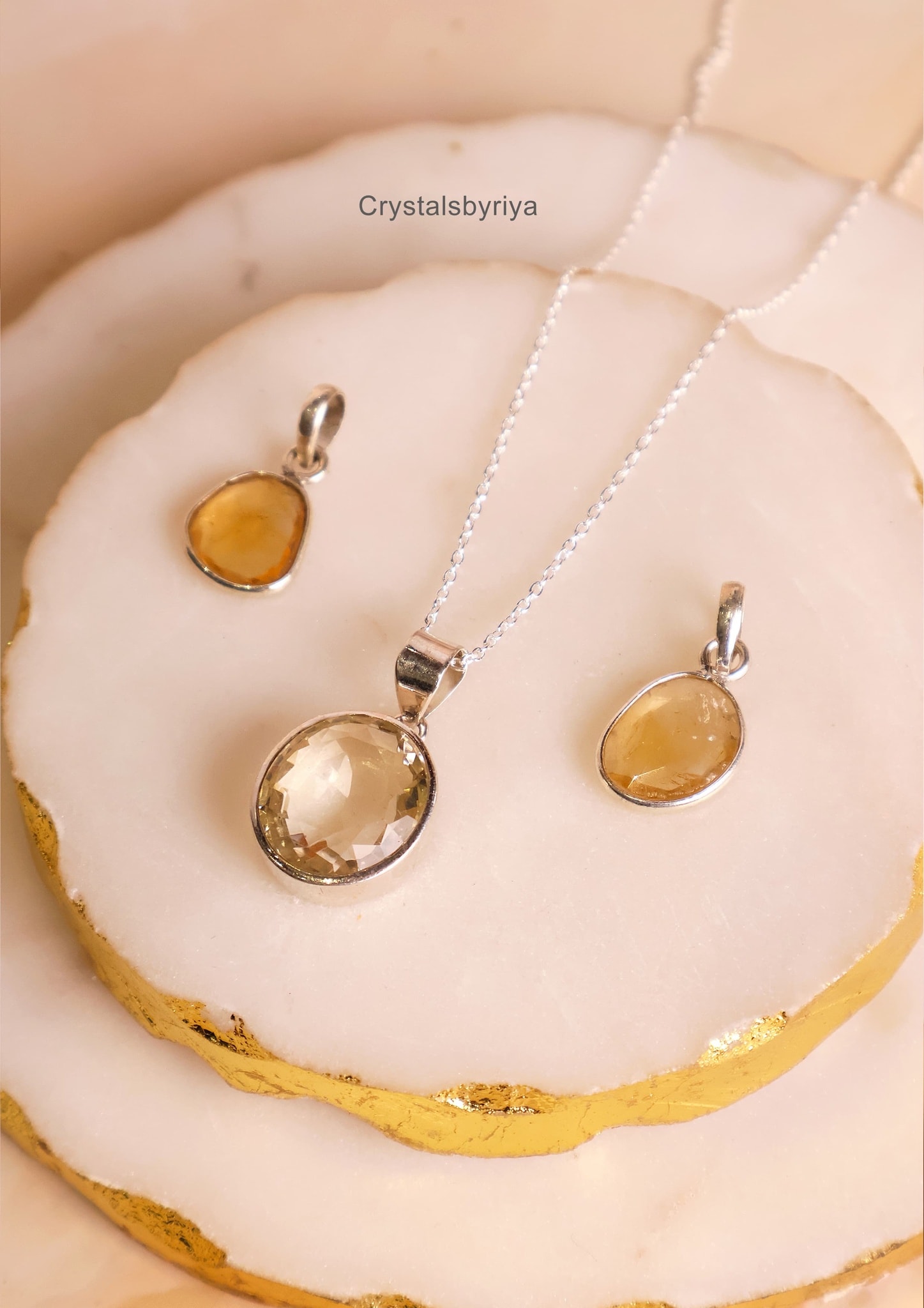 Citrine Faceted Silver Pendant