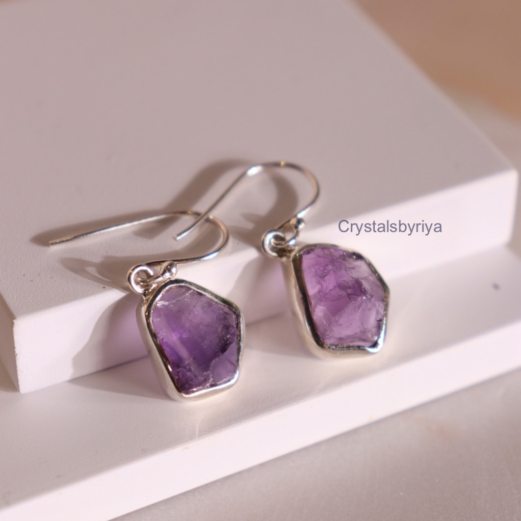 Amethyst Silver Earrings - alternate view