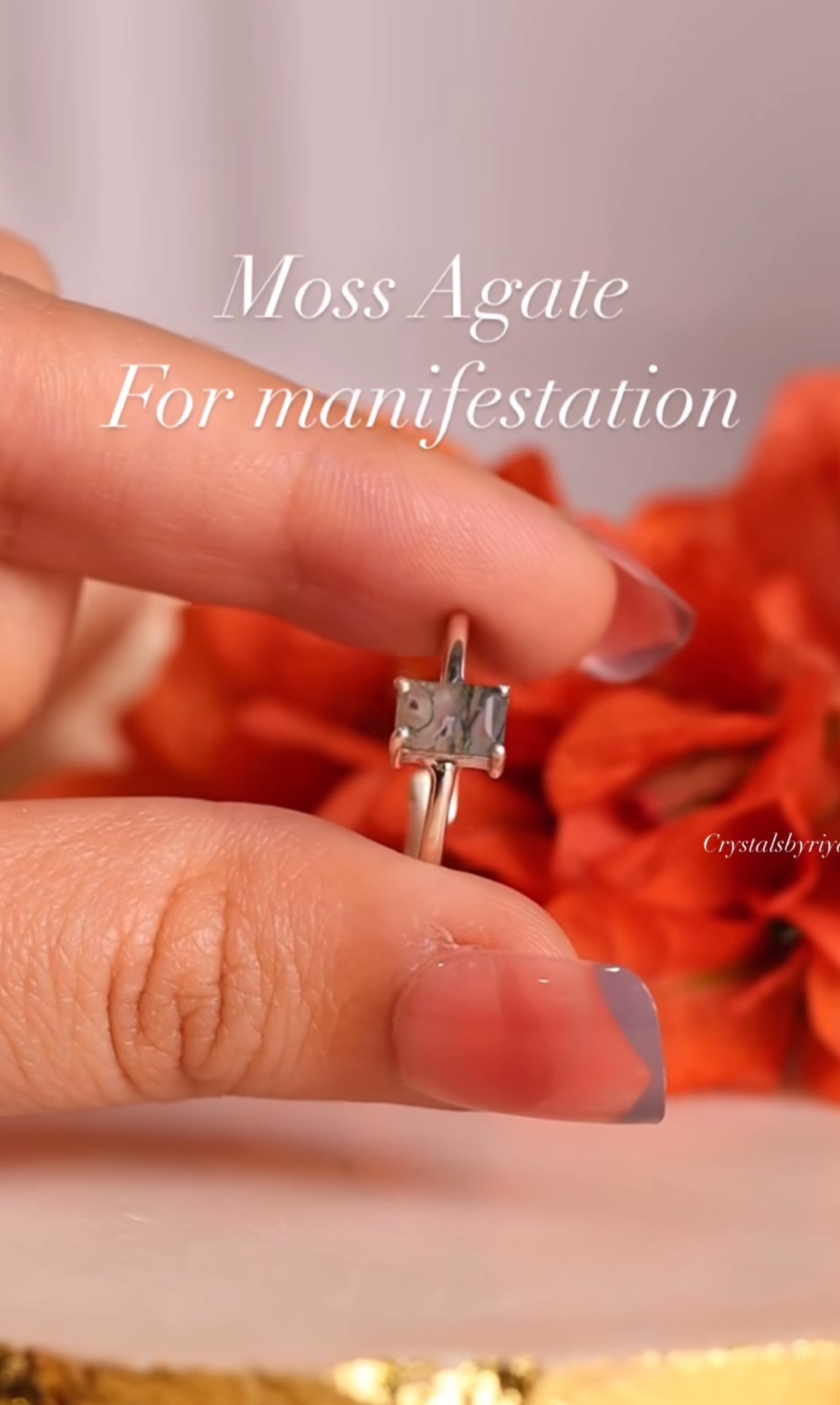 Tree Moss Agate silver ring