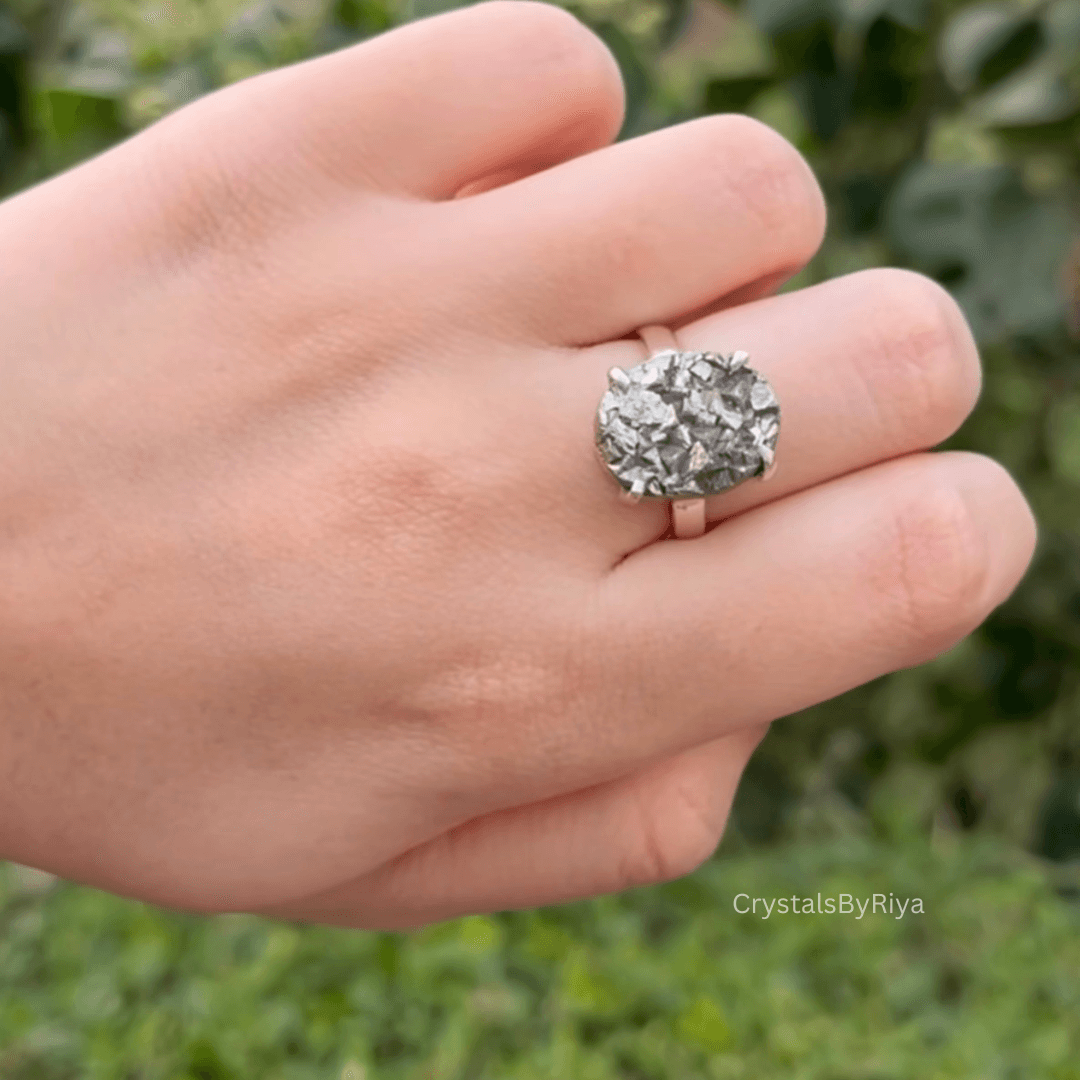 Pyrite Silver ring - alternate view