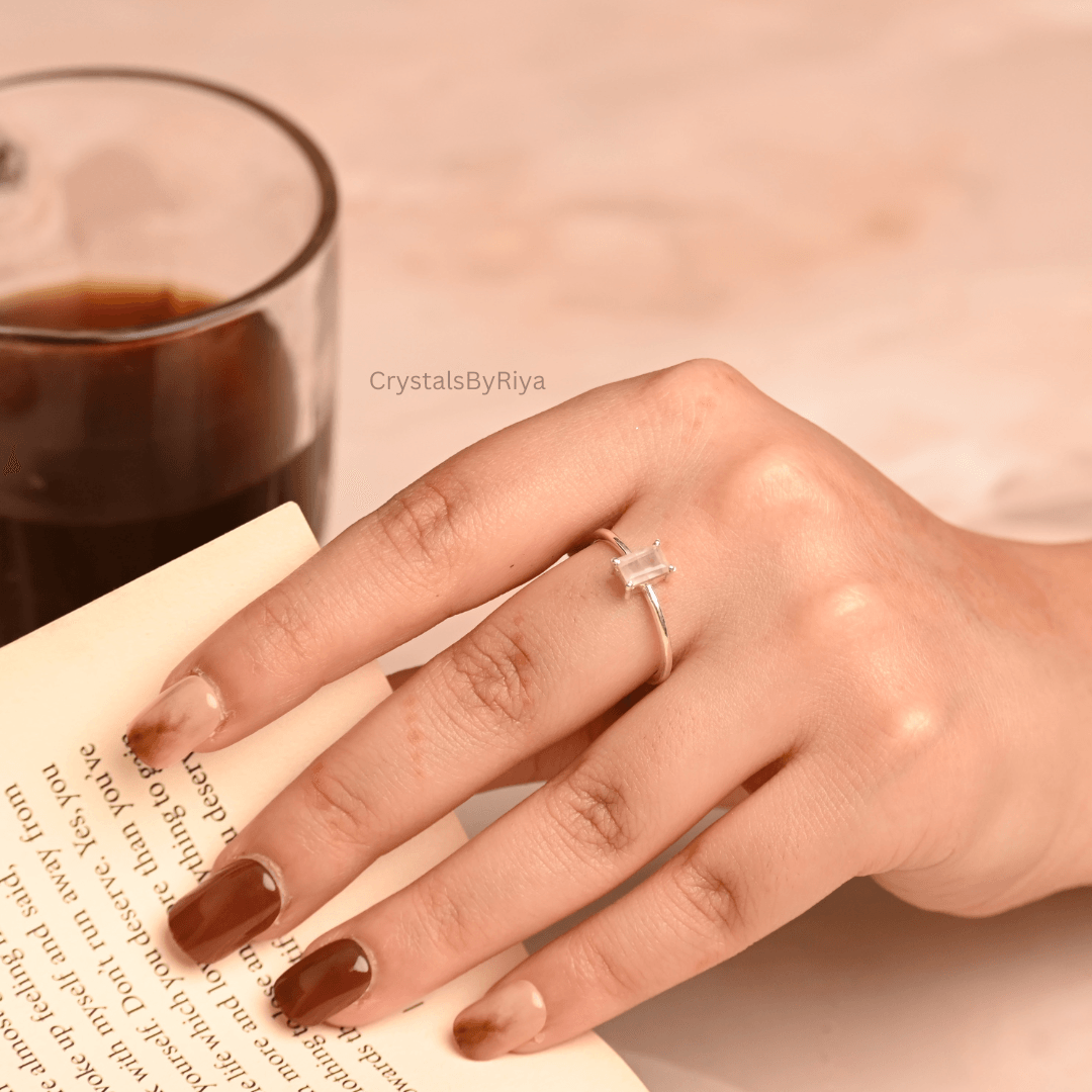 Clear Quartz silver ring - alternate view