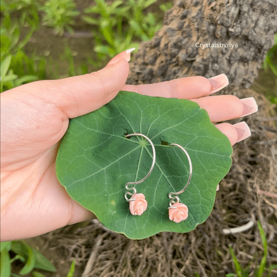 Pink Opal Silver Earrings