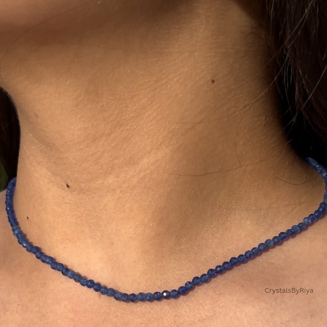 Blue Kyanite Silver Necklace - alternate view