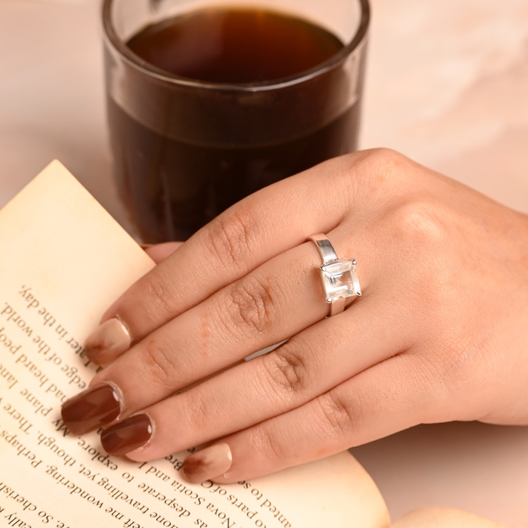 Clear Quartz silver ring