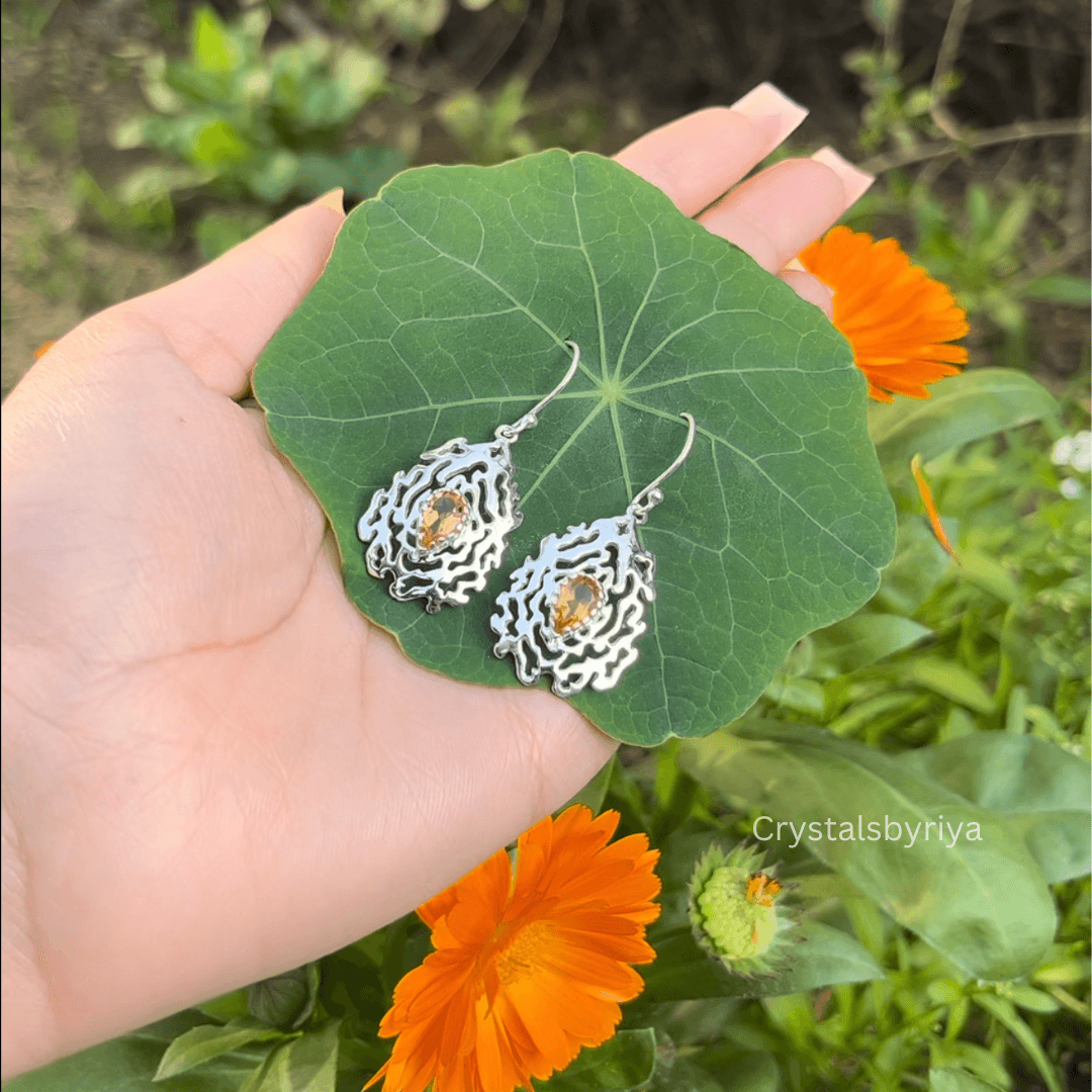 Citrine silver earrings - alternate view
